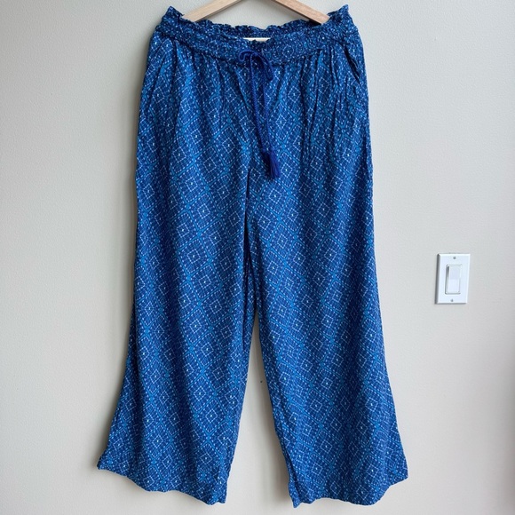 Knox Rose Blue Boho Print Drawstring Pants - M - Picture 2 of 8